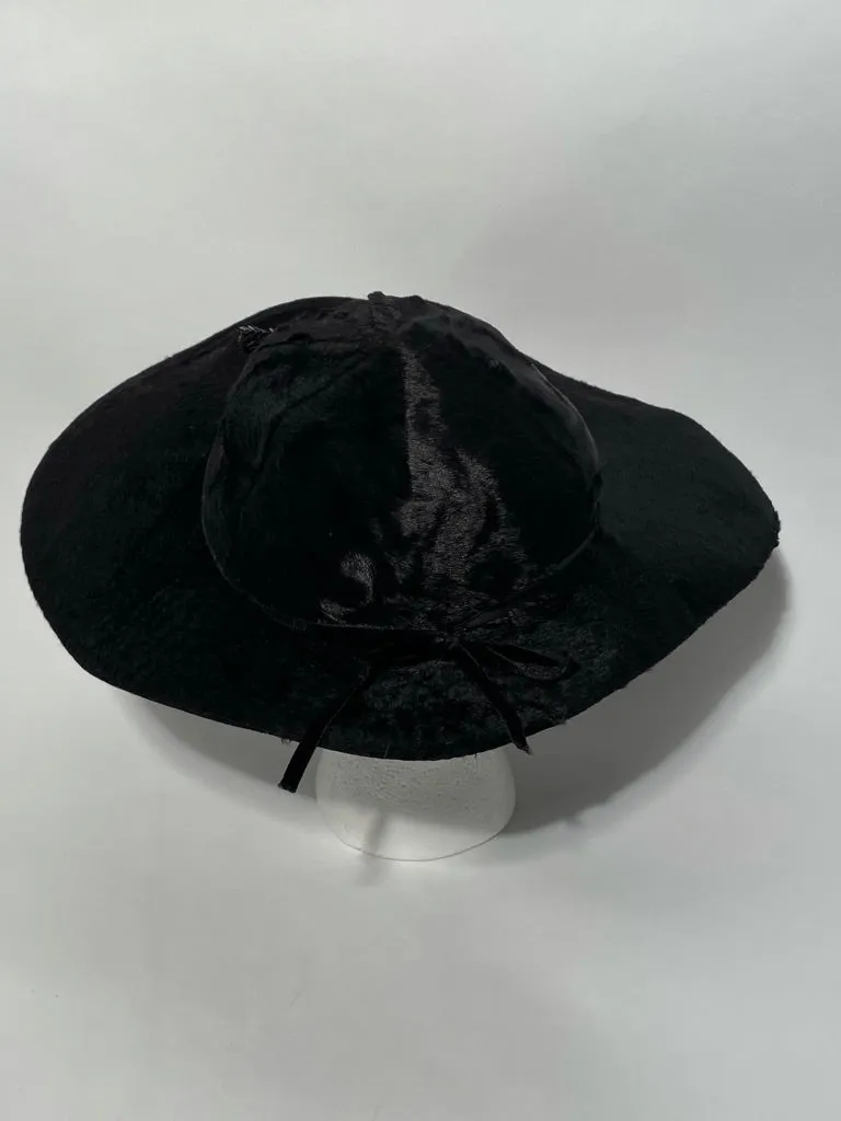 Vintage 1940s Black Fur Felt Abstract Hat Sequin Pine Cone By Doree