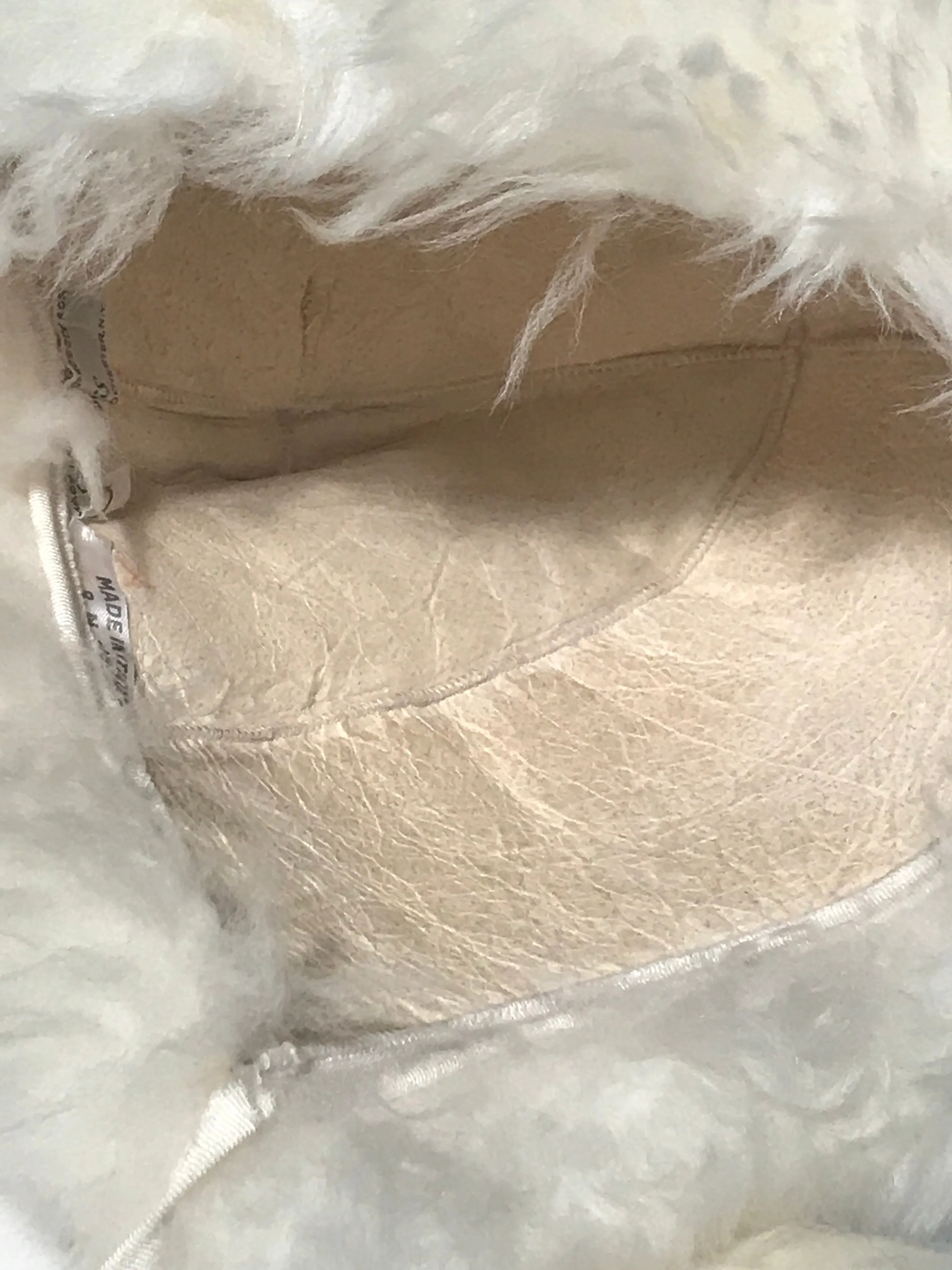 Vintage 1960s - 1970s Natural Italian Sheepskin Lambswool Sheared  Pom Pom Hat