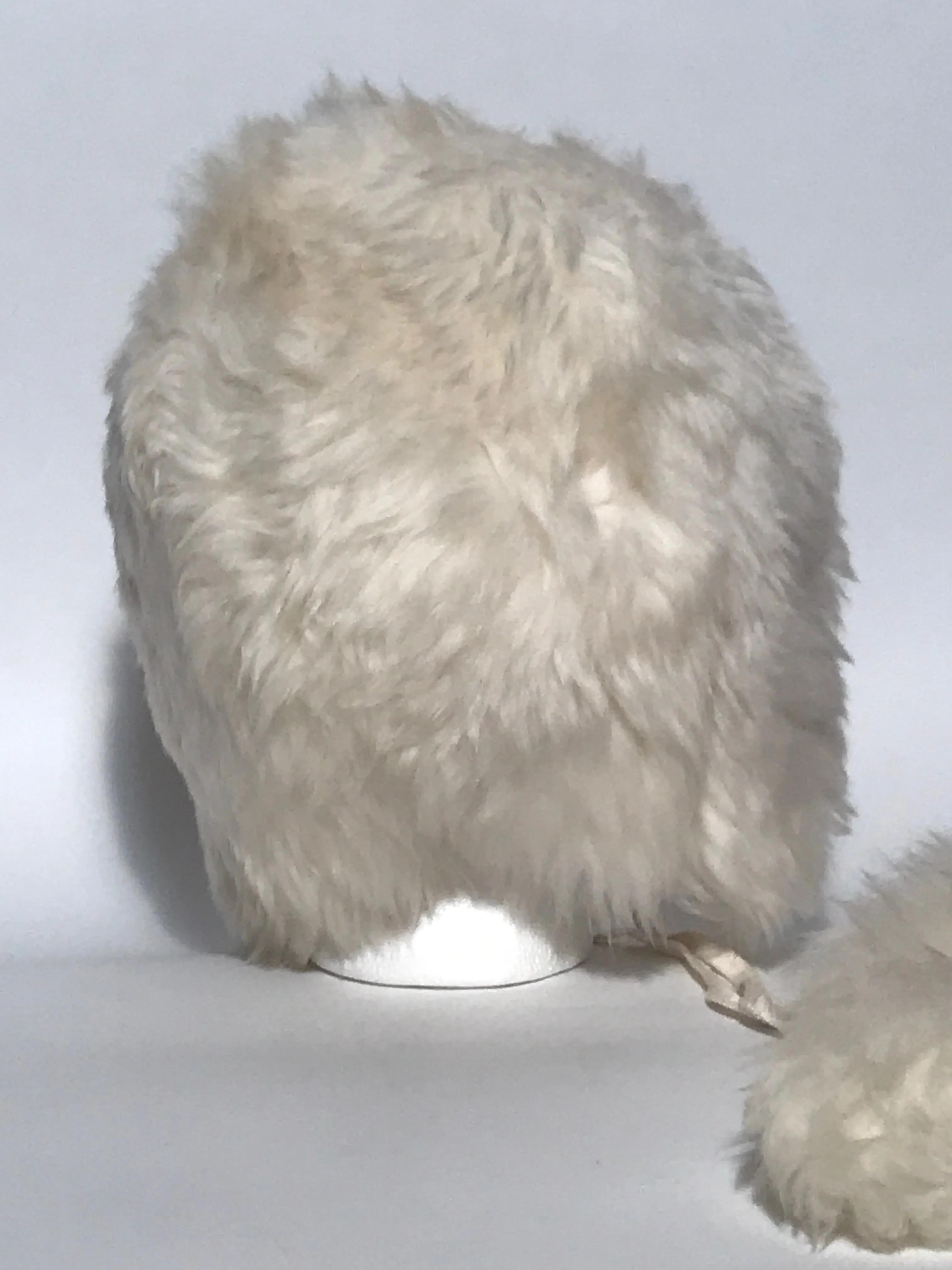 Vintage 1960s - 1970s Natural Italian Sheepskin Lambswool Sheared  Pom Pom Hat