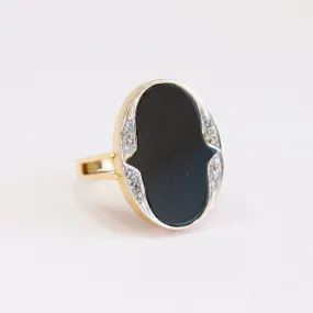 Vintage Black Onyx & Diamond Cocktail Ring, 14k