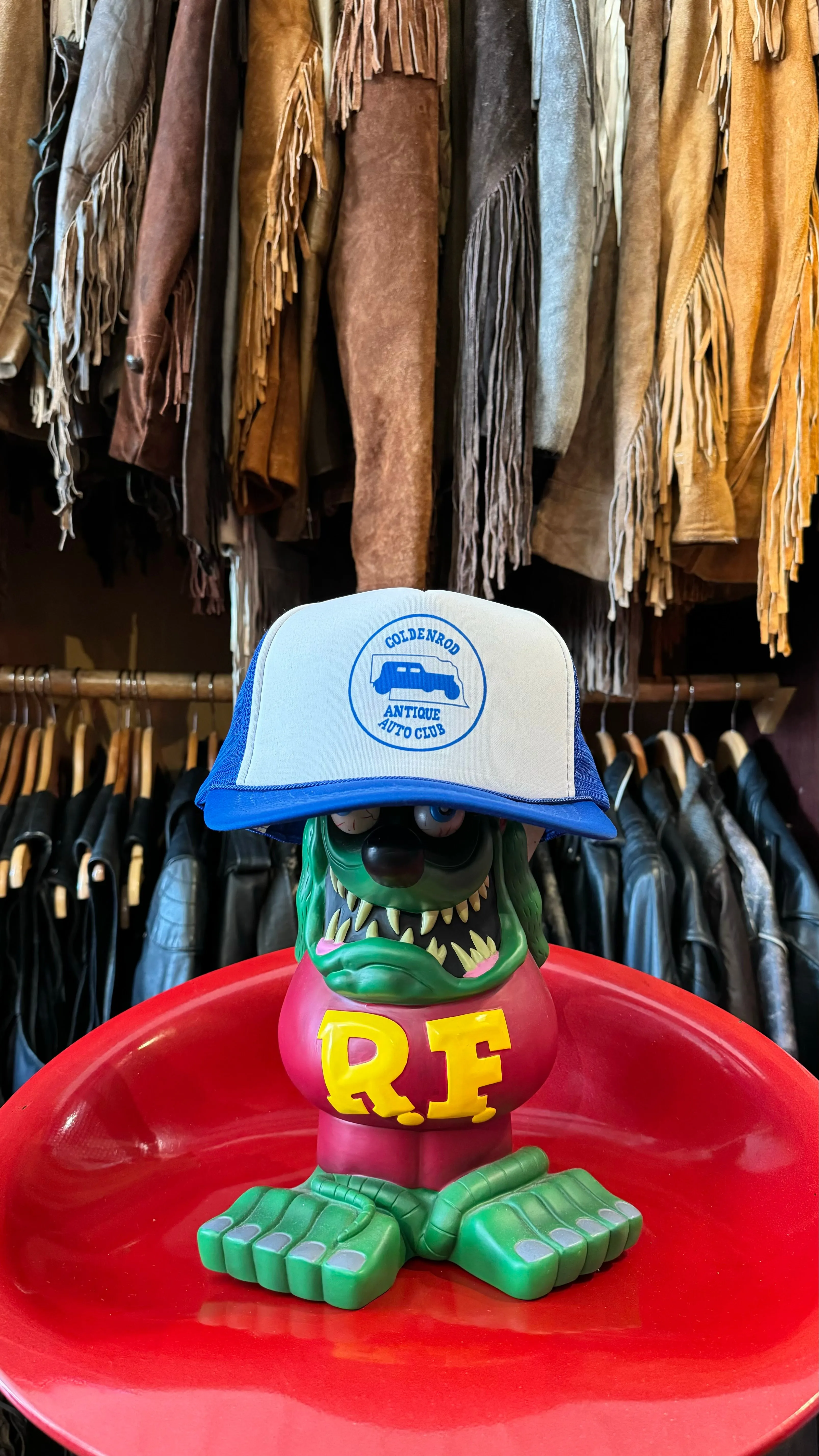 Vintage Blue & White Goldenrod Trucker Hat