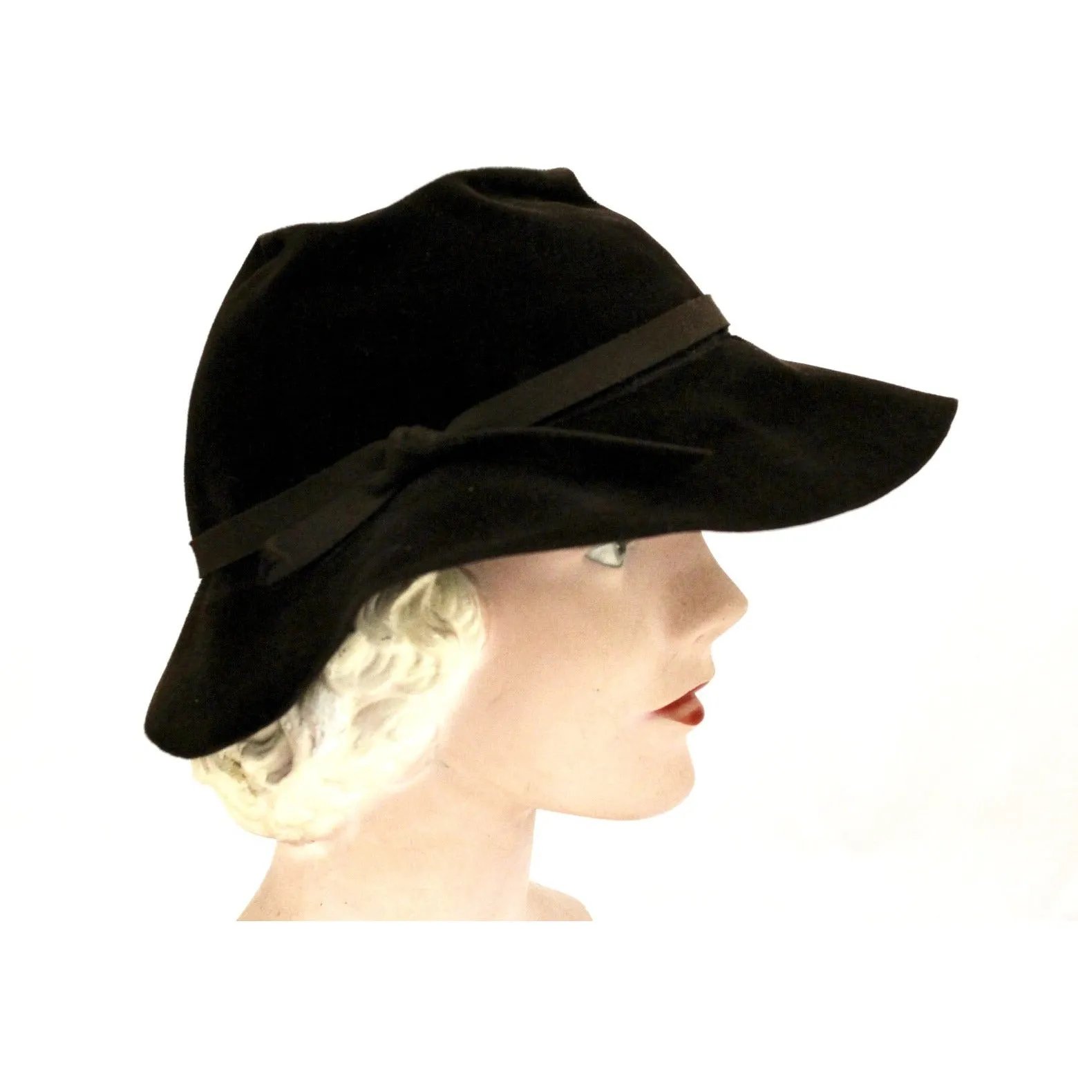 Vintage Dobbs Fedora Deep Brown Womens 1940s Casablanca 7 1/4