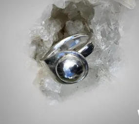 Vintage EPNS Fork Handle Ring with Sterling Silver Dome