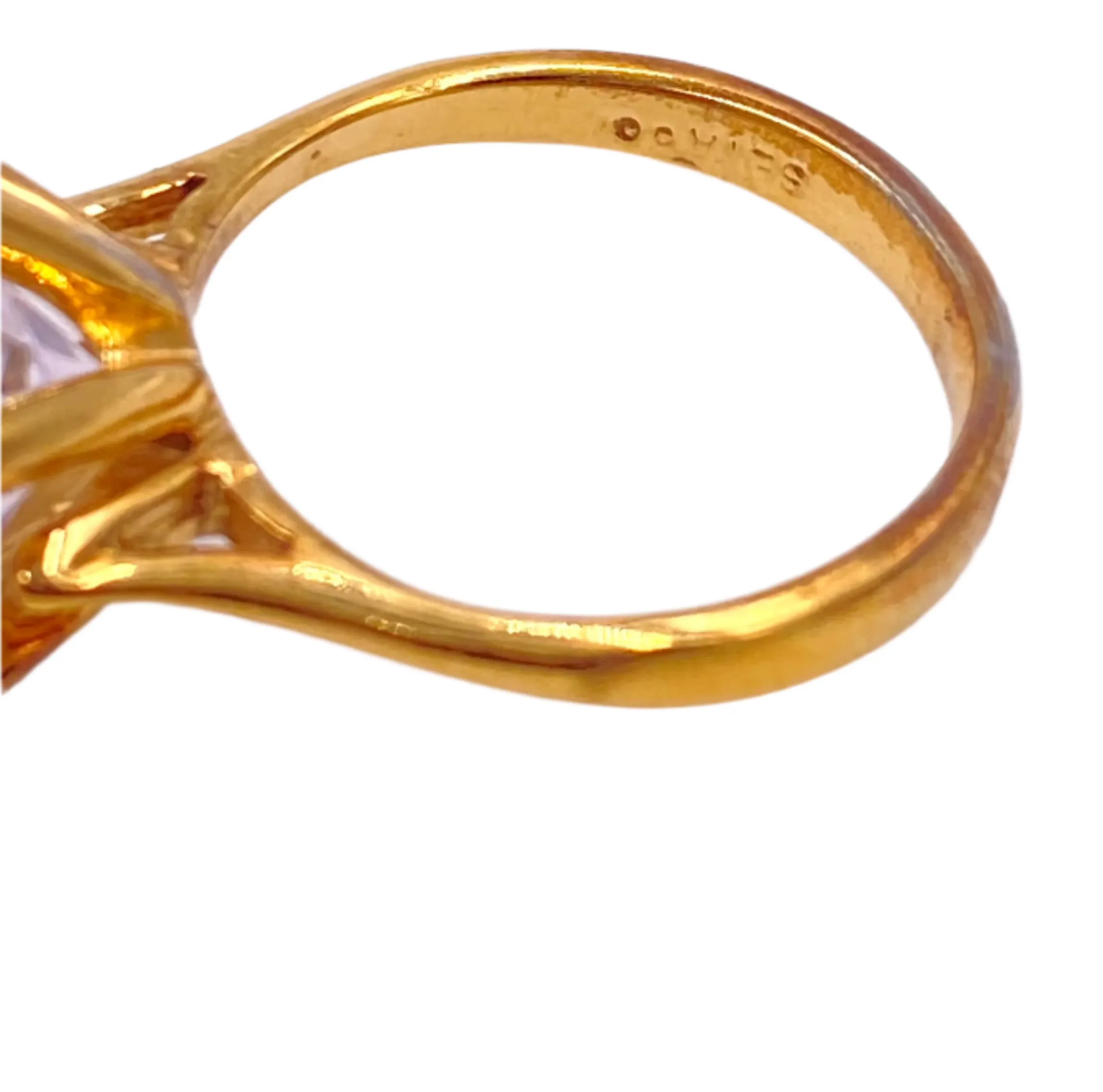 Vintage Gold Toned Round Stone CZ Ring
