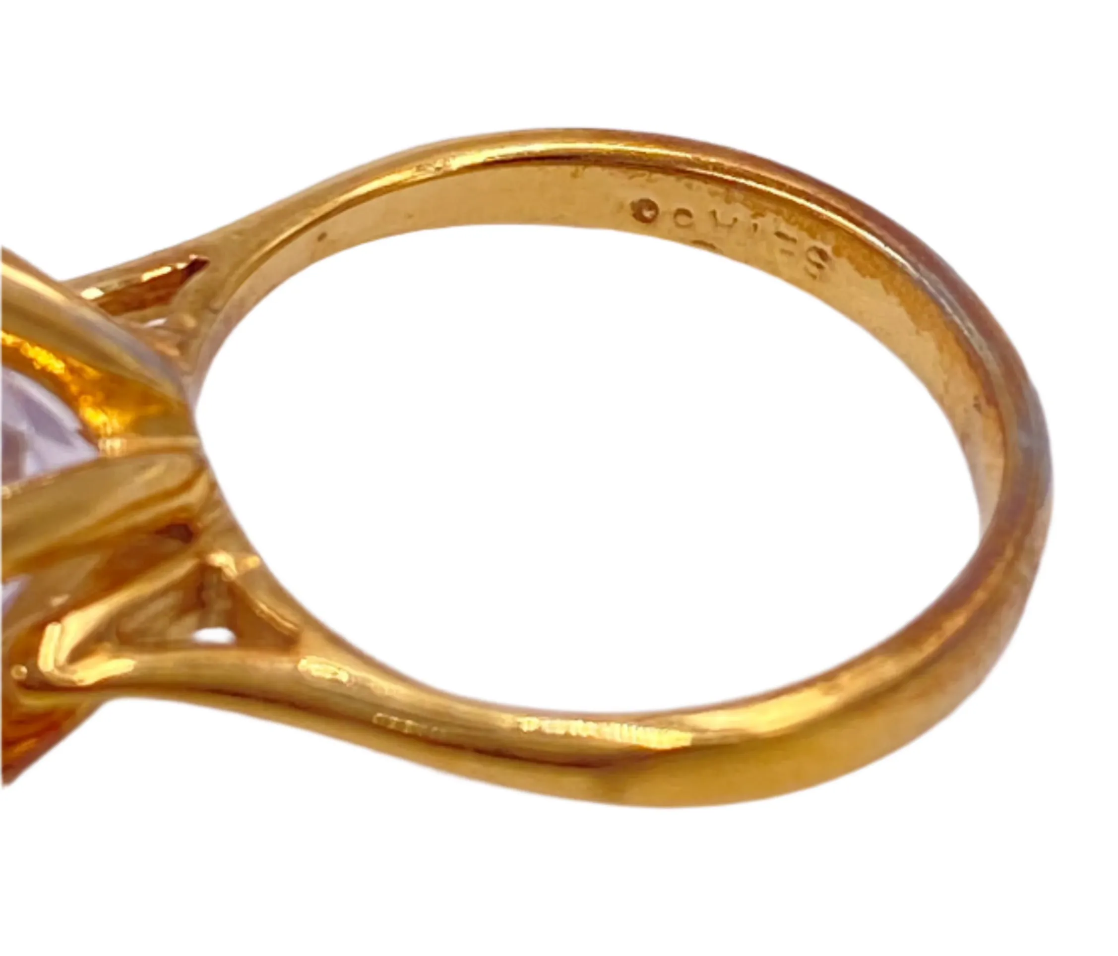 Vintage Gold Toned Round Stone CZ Ring
