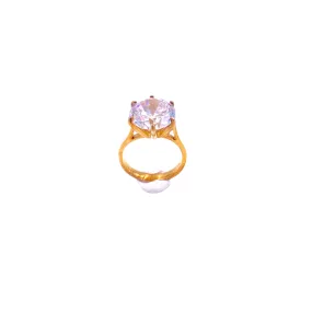 Vintage Gold Toned Round Stone CZ Ring