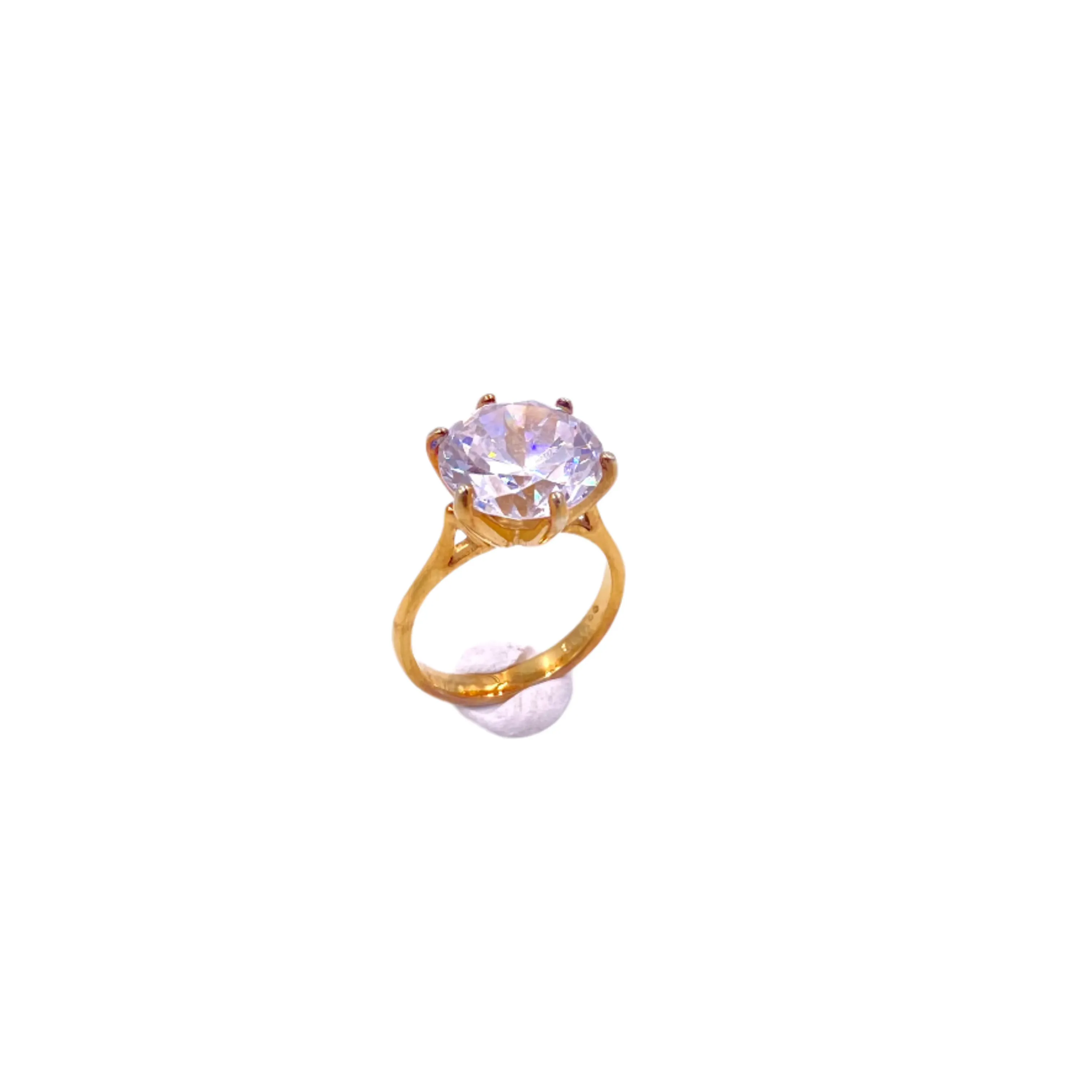 Vintage Gold Toned Round Stone CZ Ring