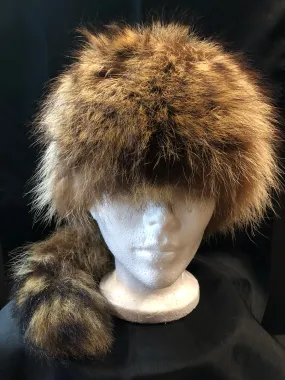 Vintage Raccoon Hat with Tail, SOLD