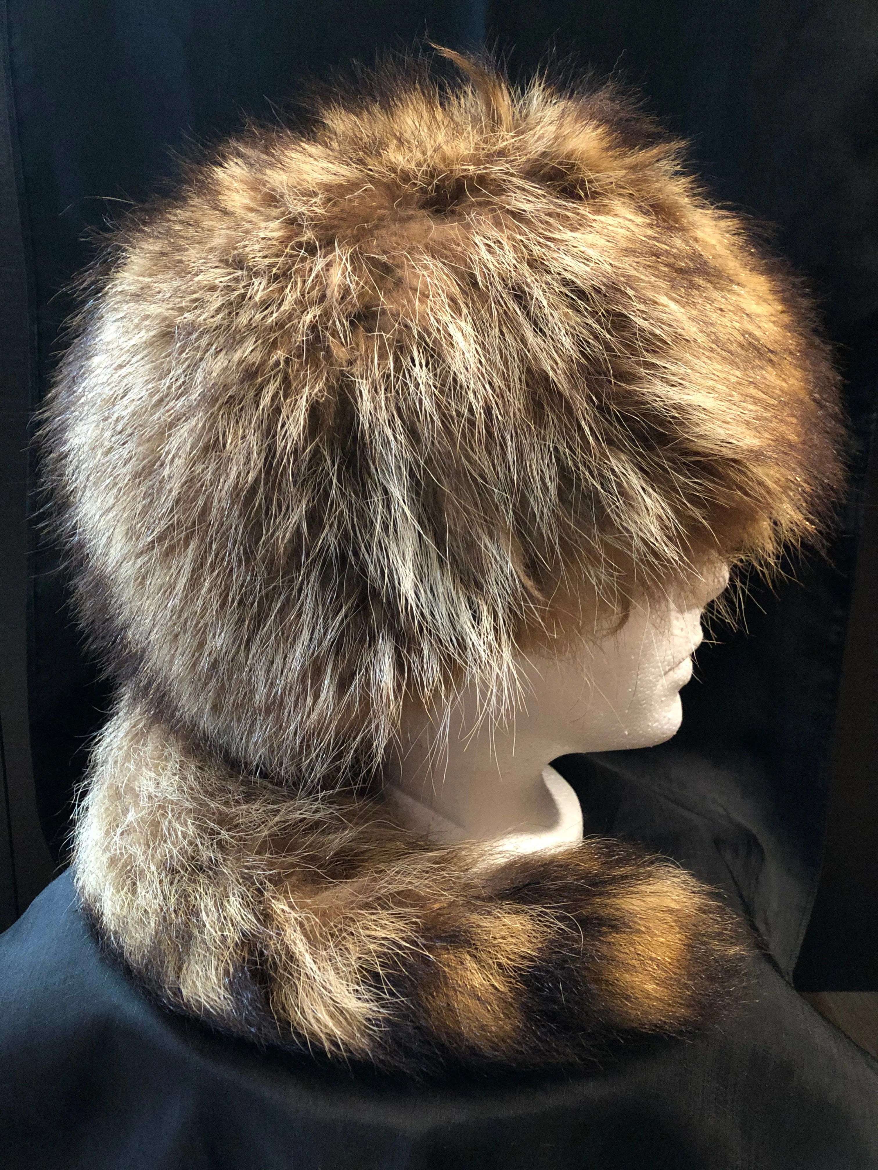 Vintage Raccoon Hat with Tail, SOLD