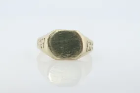 Vintage Signet Ring. 10k Yellow gold. Blank Flat Signet ring for Initials. Engravable Signet ring. st(62)