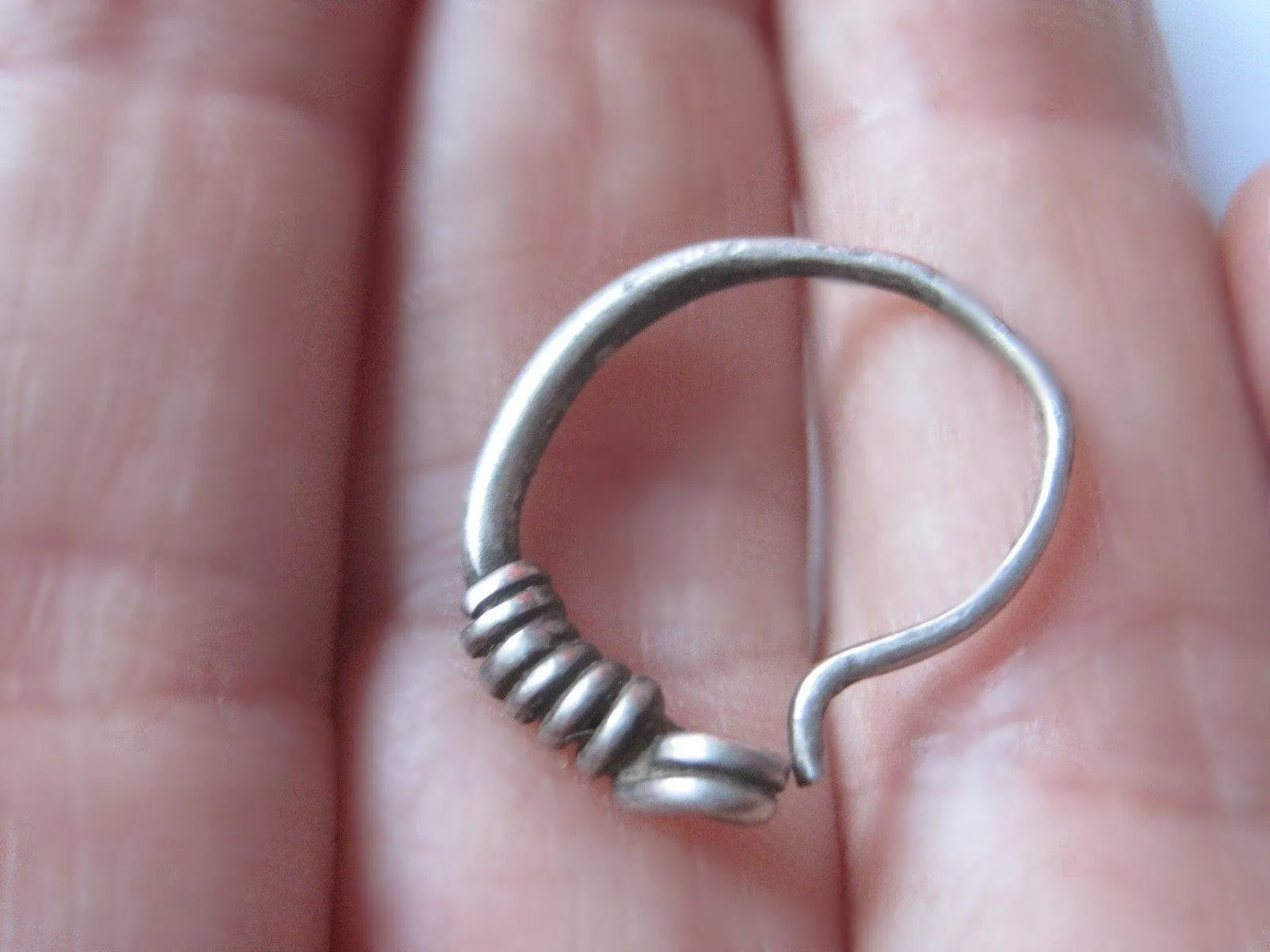Vintage Silver Hoop Nose Ring or Earring from Afghanistan
