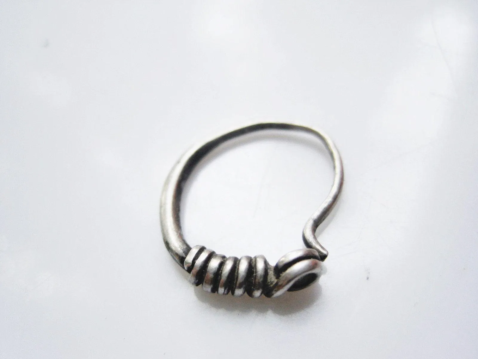 Vintage Silver Hoop Nose Ring or Earring from Afghanistan