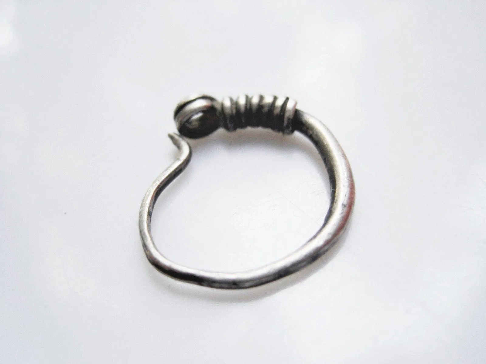 Vintage Silver Hoop Nose Ring or Earring from Afghanistan