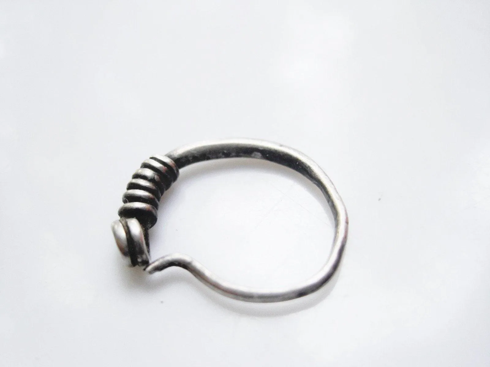 Vintage Silver Hoop Nose Ring or Earring from Afghanistan