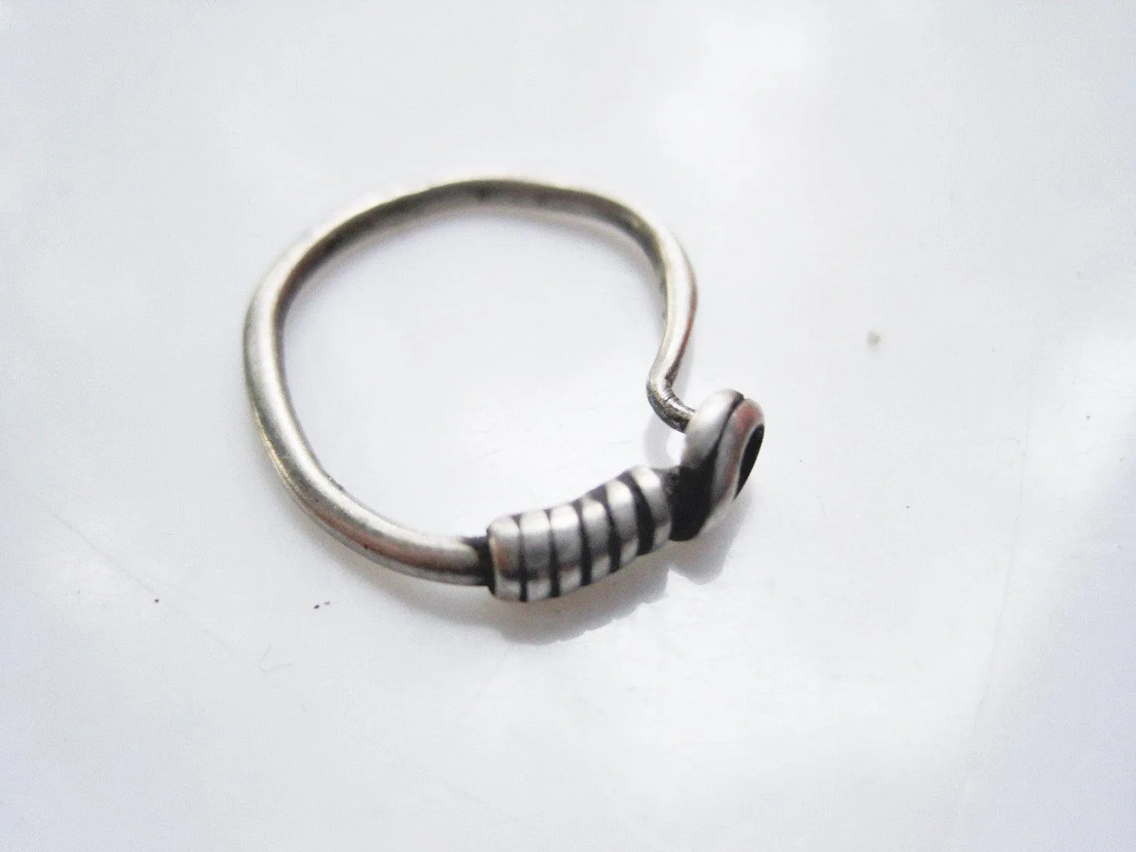 Vintage Silver Hoop Nose Ring or Earring from Afghanistan