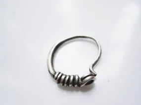 Vintage Silver Hoop Nose Ring or Earring from Afghanistan