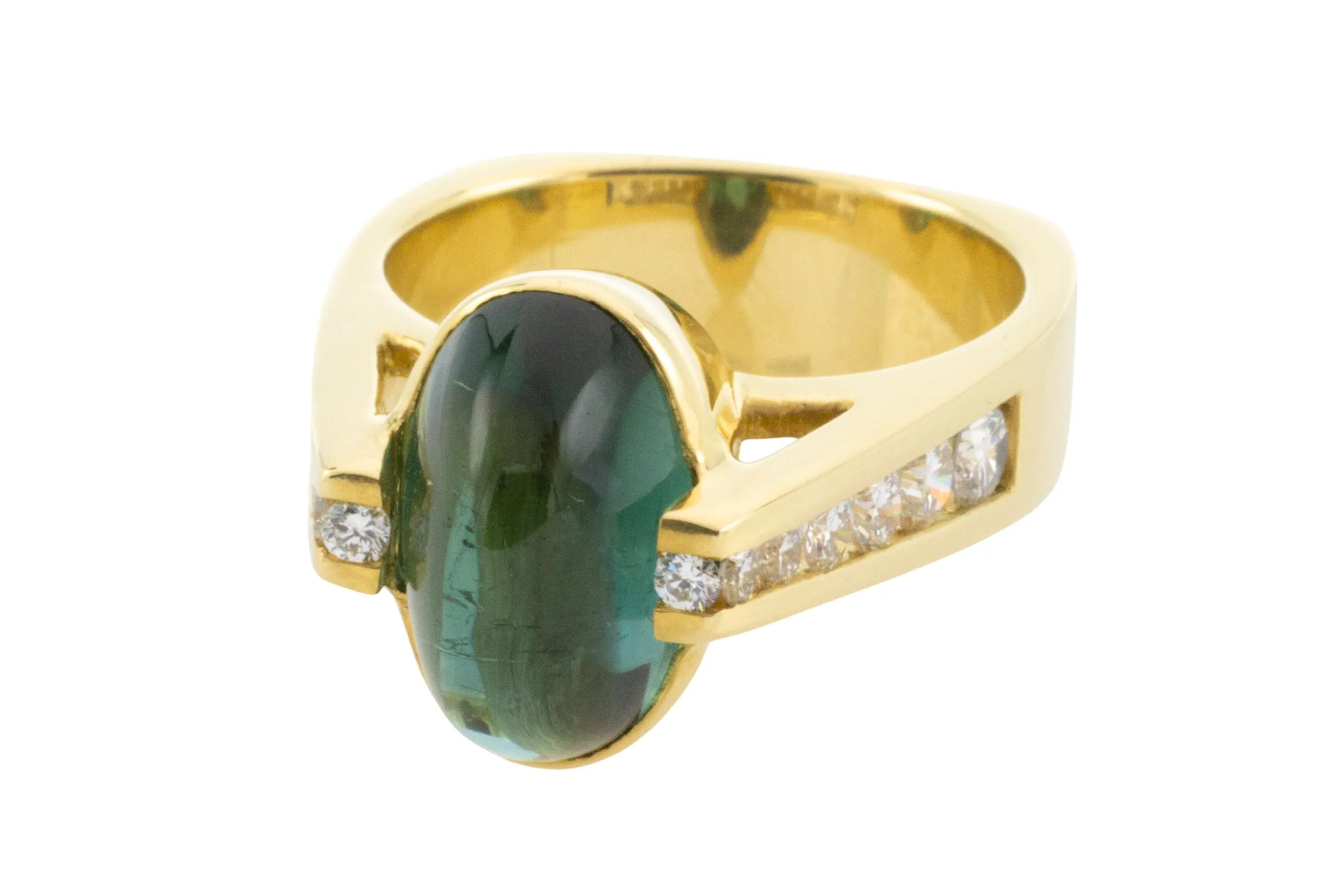 Vintage tourmaline and diamond ring in 18 carat gold