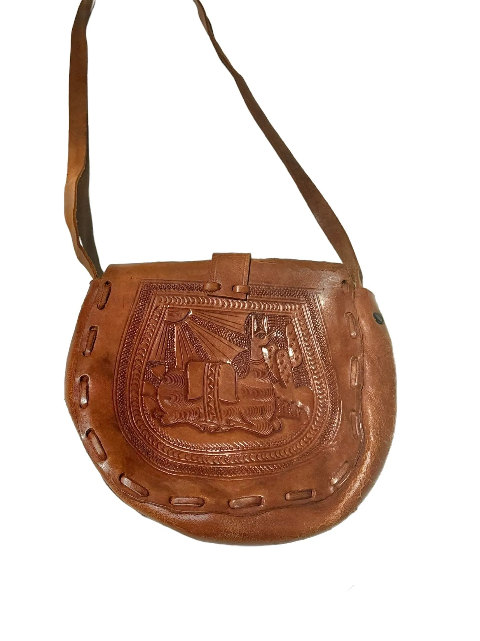 Vintage Western Tooled Leather Bag - Peru