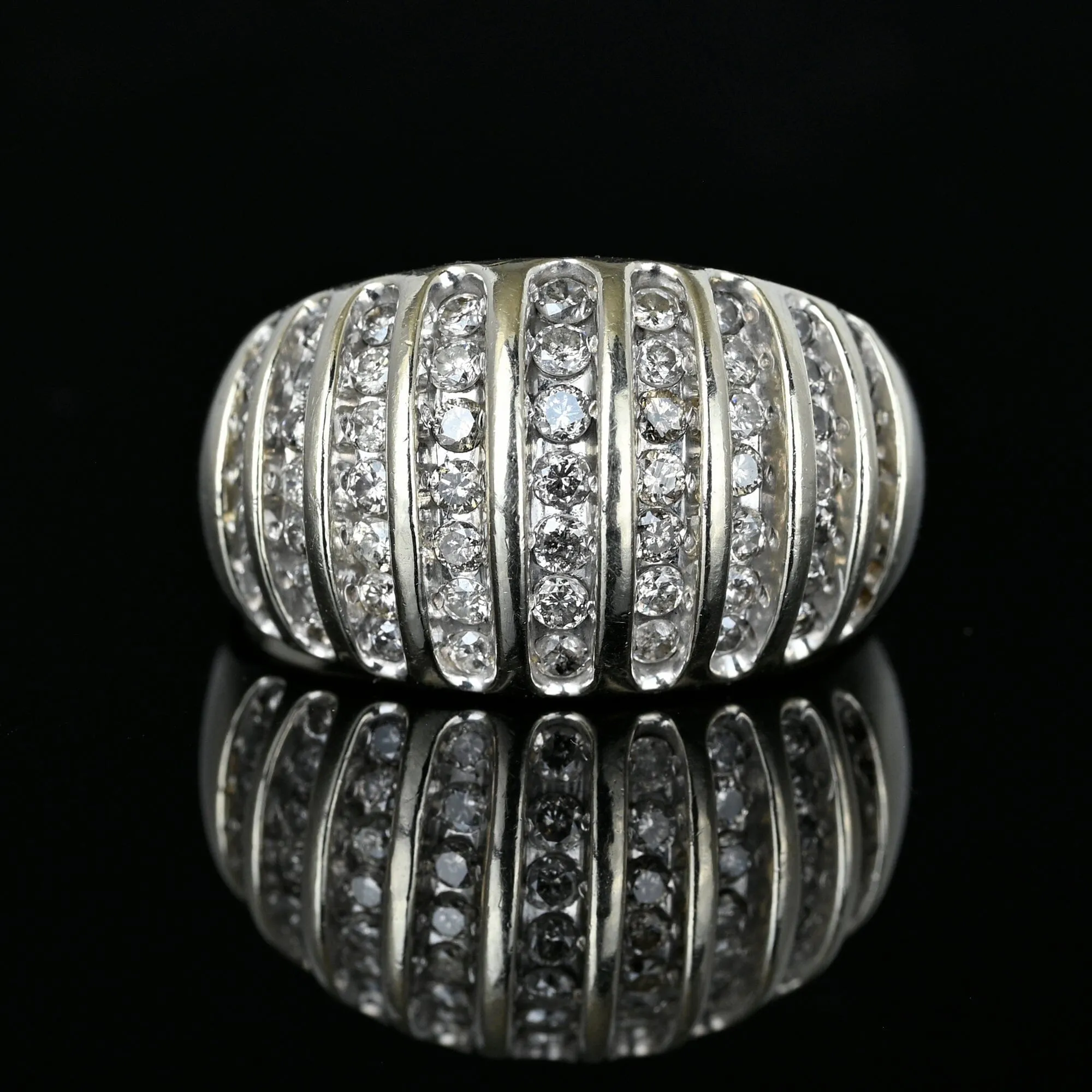 Vintage White Gold Diamond Dome Cocktail Ring