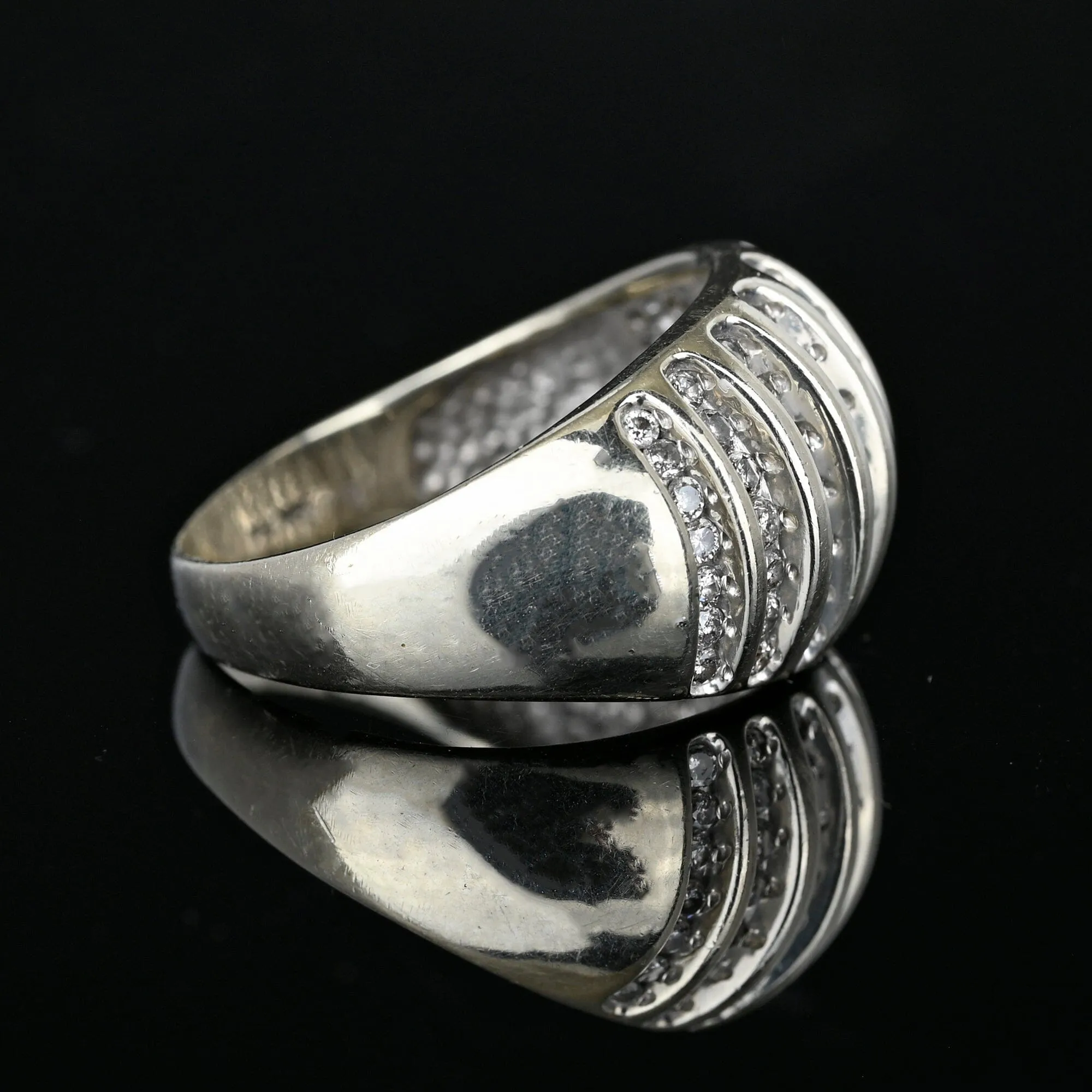 Vintage White Gold Diamond Dome Cocktail Ring
