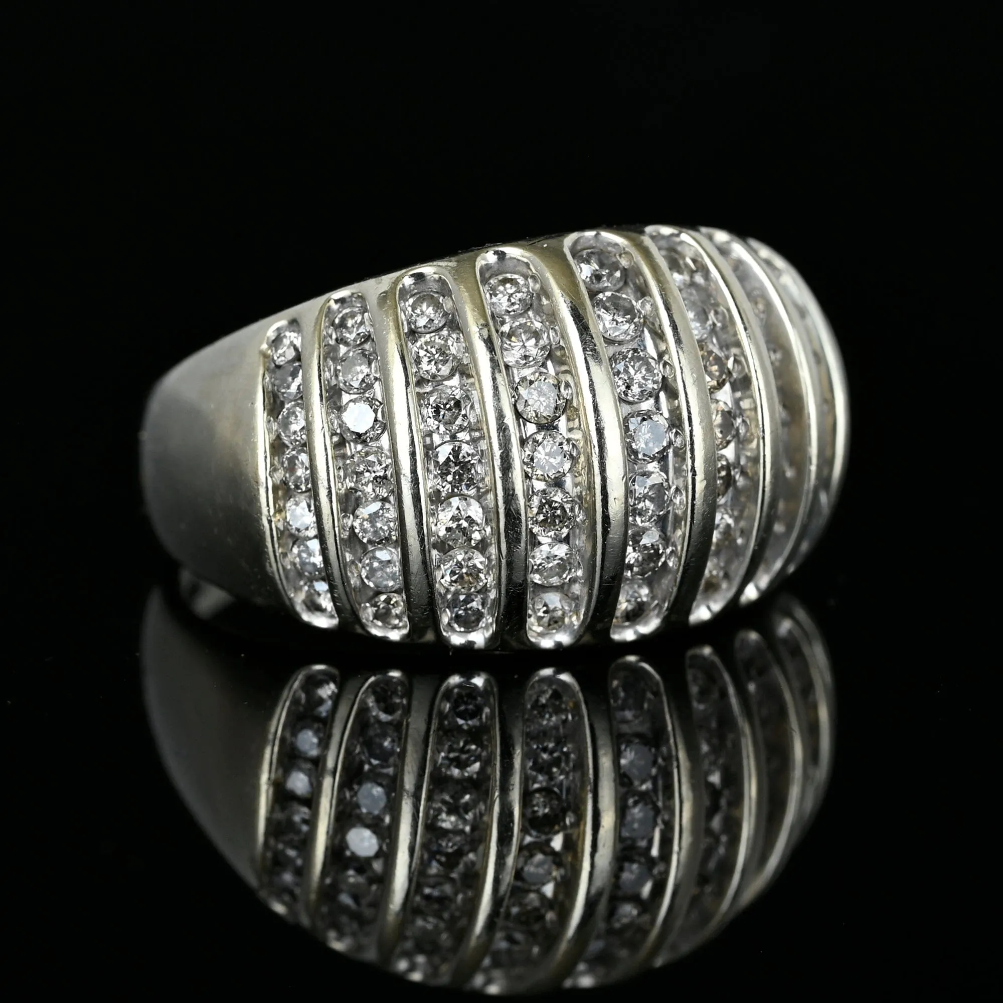 Vintage White Gold Diamond Dome Cocktail Ring