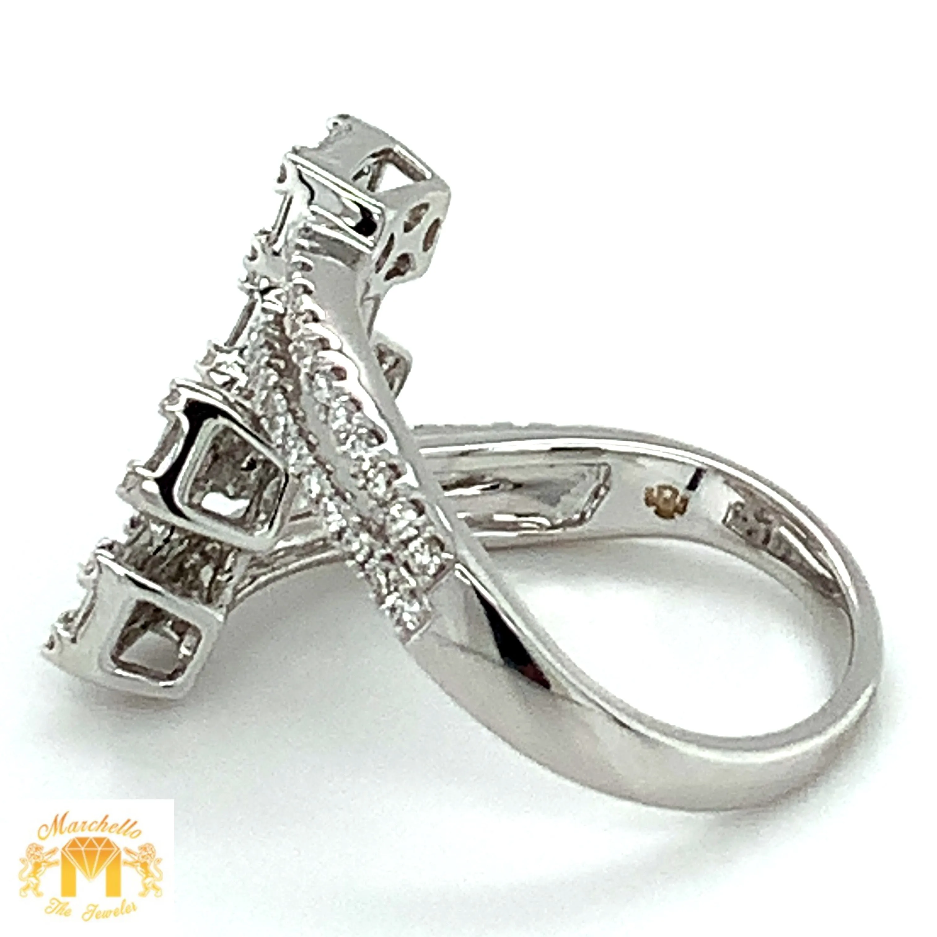 VVS/vs high clarity Diamonds set in a 18k White Gold Quadruple rectange Ladies` Diamond Ring