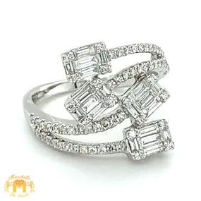 VVS/vs high clarity Diamonds set in a 18k White Gold Quadruple rectange Ladies` Diamond Ring