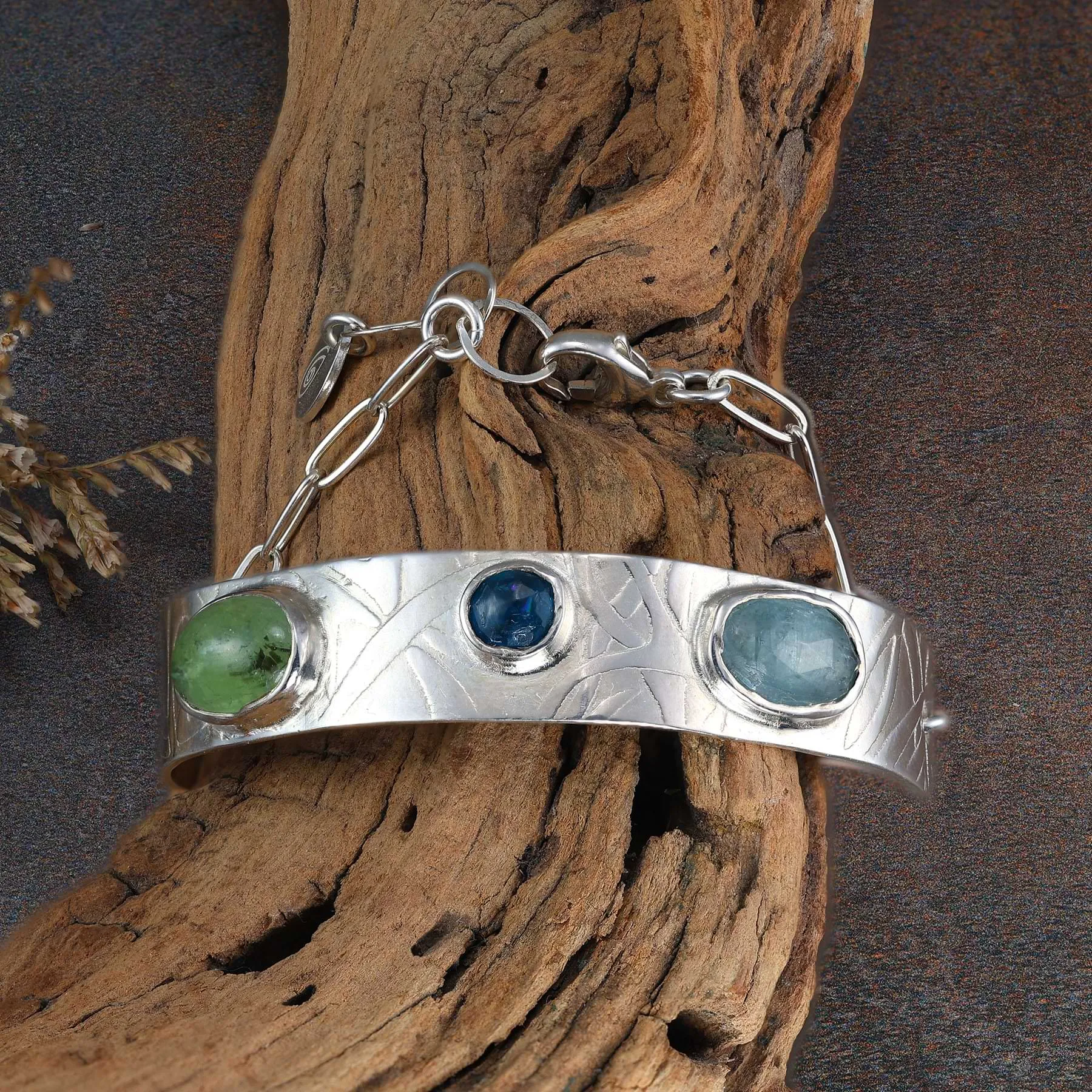 Water Depth - Silver Gemstone Bracelet
