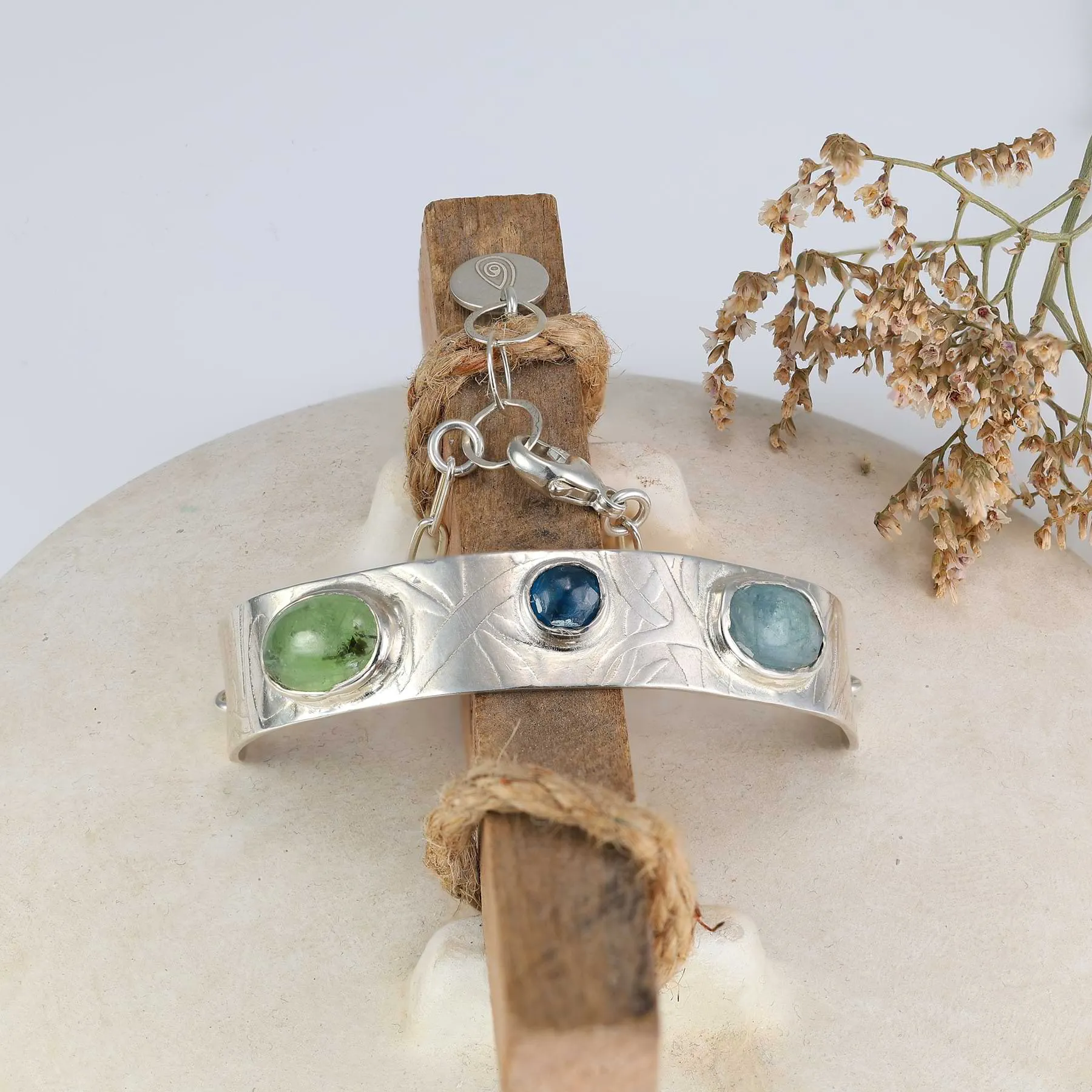 Water Depth - Silver Gemstone Bracelet