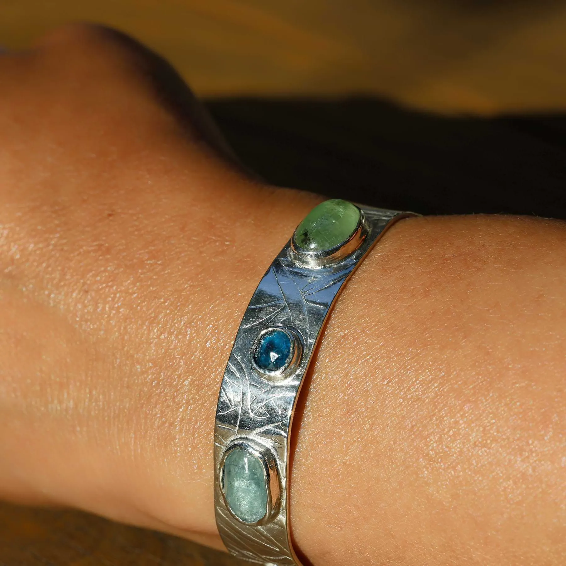 Water Depth - Silver Gemstone Bracelet