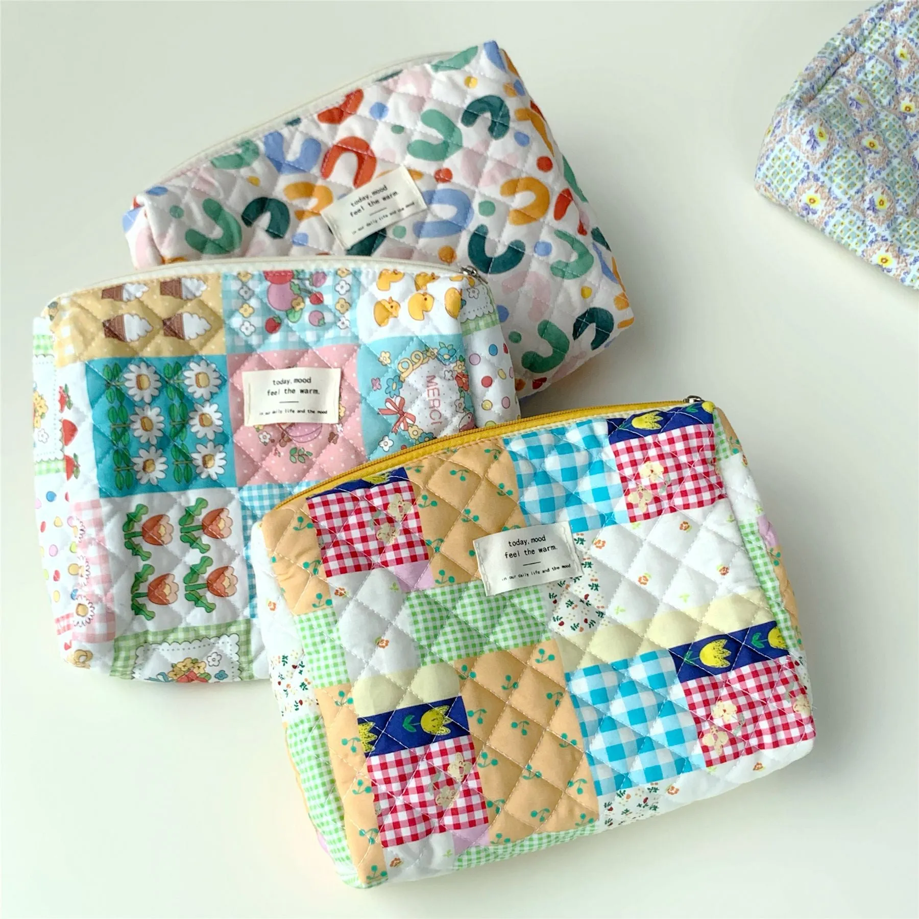 Wholesale Floral Quilted Cotton Storage Bag Cosmetic Bag Liner