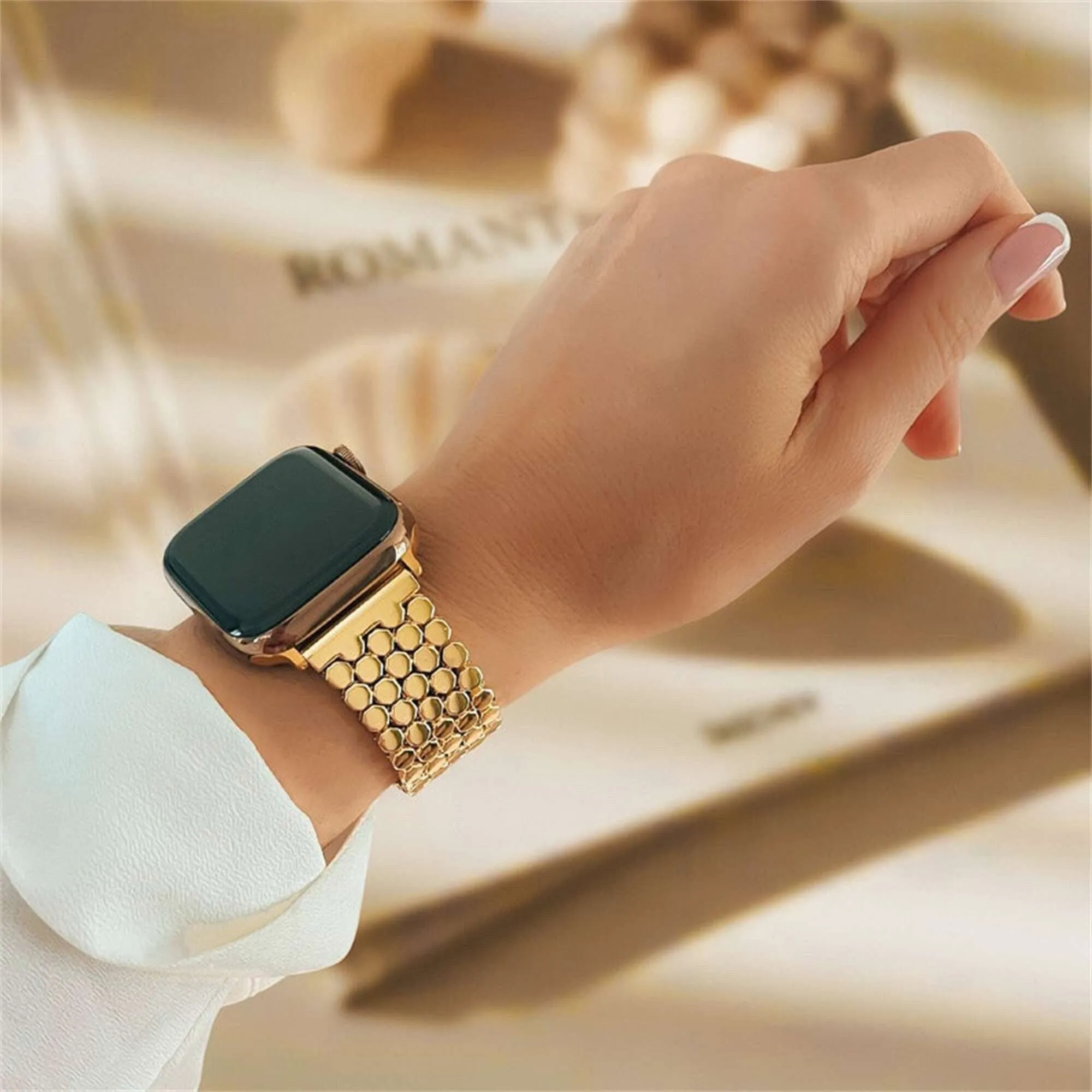 women apple watch gold band