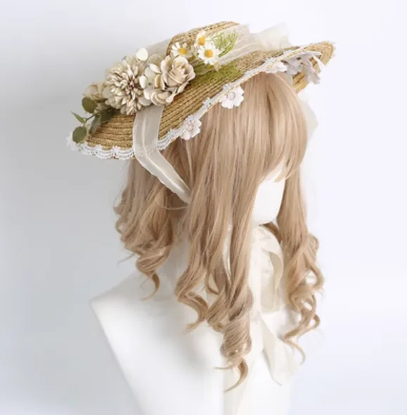 Xiaogui~Elegant Lolita Flower Bow Lace Sunhat
