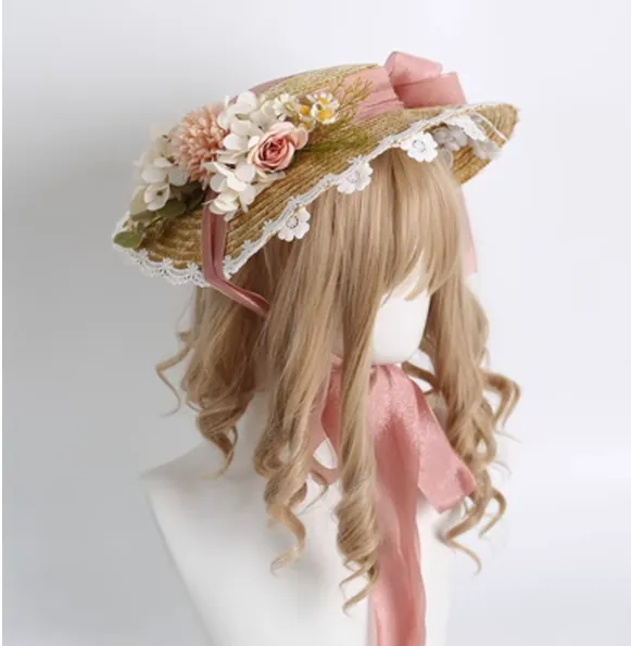 Xiaogui~Elegant Lolita Flower Bow Lace Sunhat