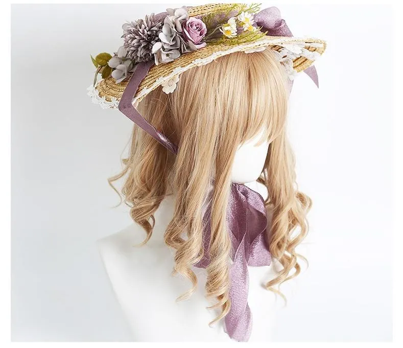 Xiaogui~Elegant Lolita Flower Bow Lace Sunhat