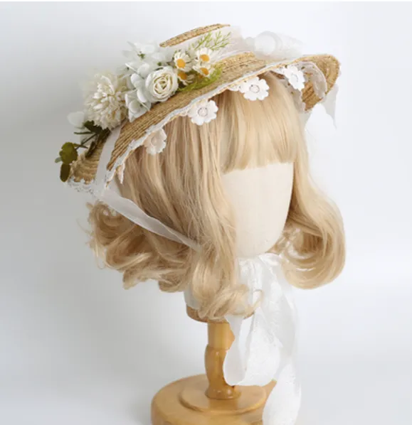 Xiaogui~Elegant Lolita Flower Bow Lace Sunhat