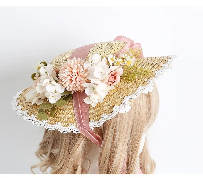 Xiaogui~Elegant Lolita Flower Bow Lace Sunhat