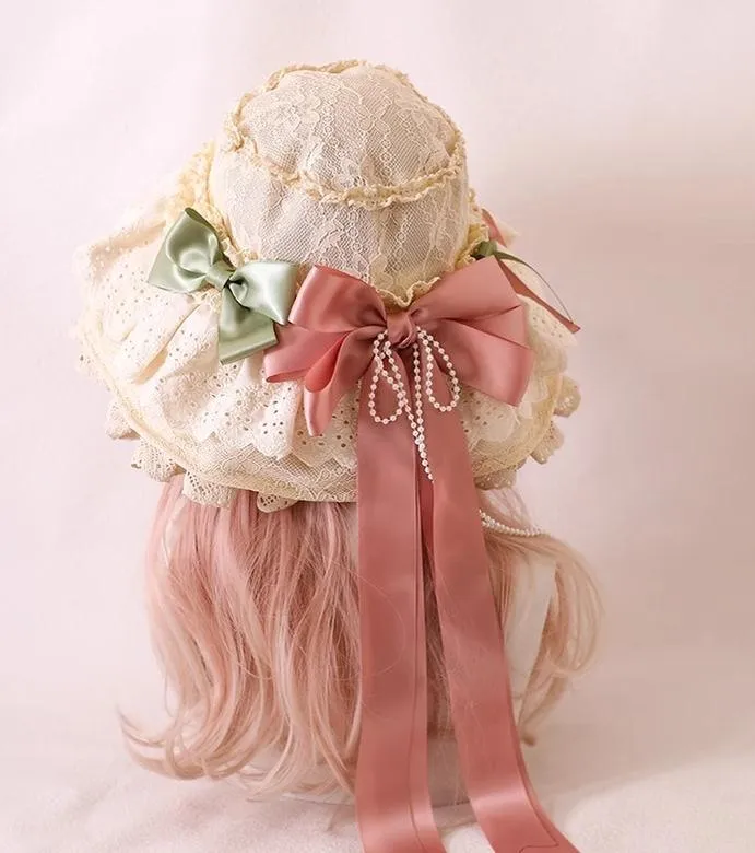 Xiaogui~Elegant Lolita Sunshade Hat Floral Bow Hats