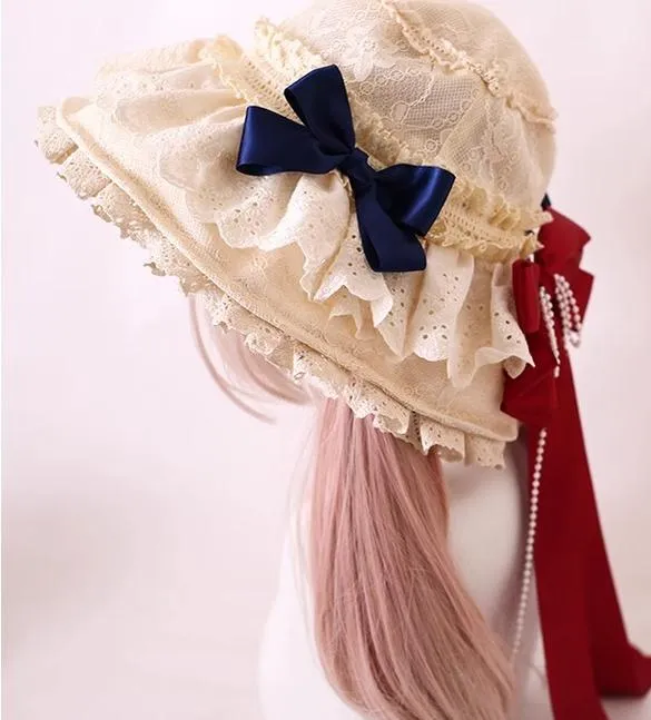 Xiaogui~Elegant Lolita Sunshade Hat Floral Bow Hats