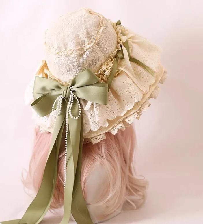 Xiaogui~Elegant Lolita Sunshade Hat Floral Bow Hats