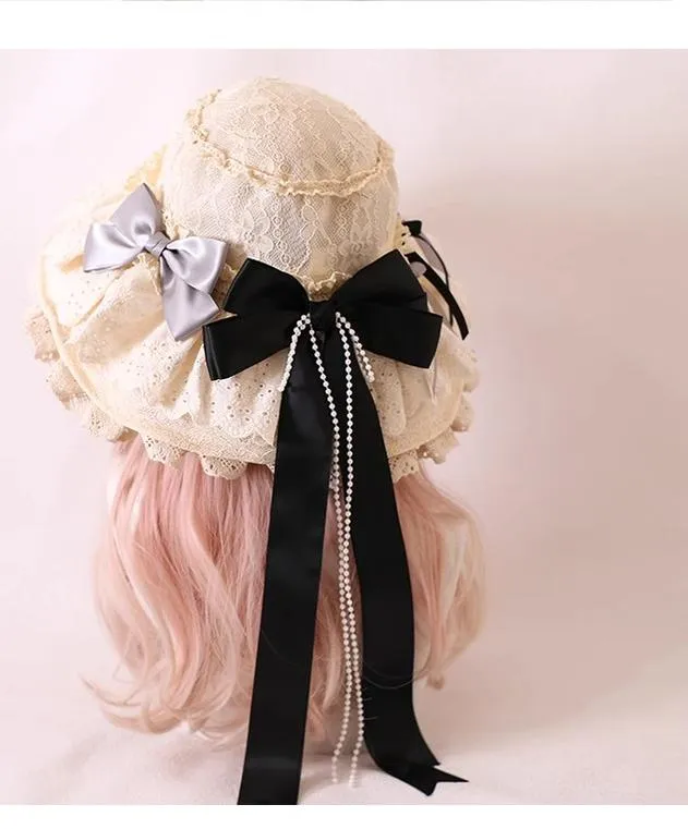 Xiaogui~Elegant Lolita Sunshade Hat Floral Bow Hats