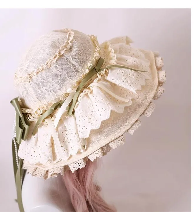Xiaogui~Elegant Lolita Sunshade Hat Floral Bow Hats