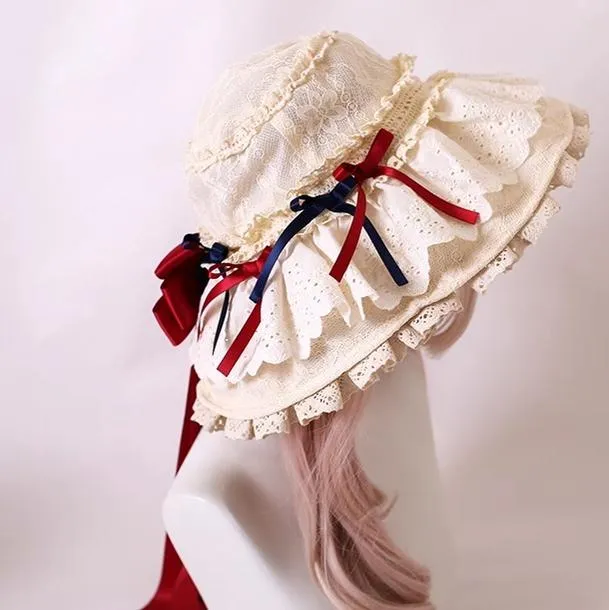 Xiaogui~Elegant Lolita Sunshade Hat Floral Bow Hats
