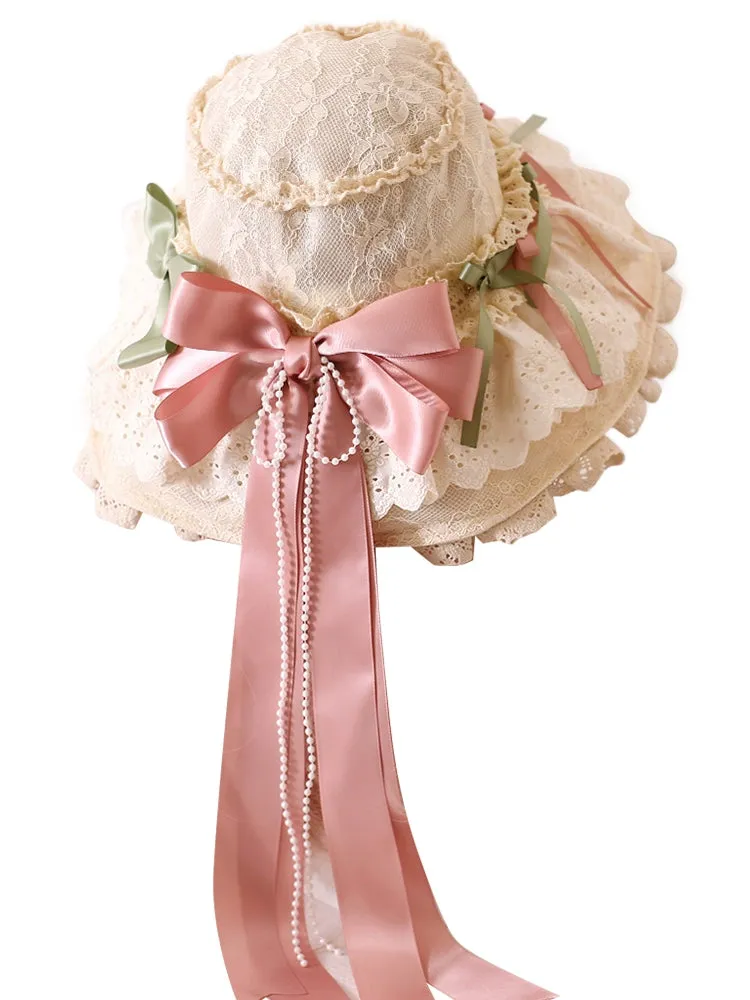 Xiaogui~Elegant Lolita Sunshade Hat Floral Bow Hats