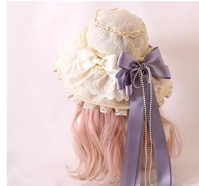 Xiaogui~Elegant Lolita Sunshade Hat Floral Bow Hats