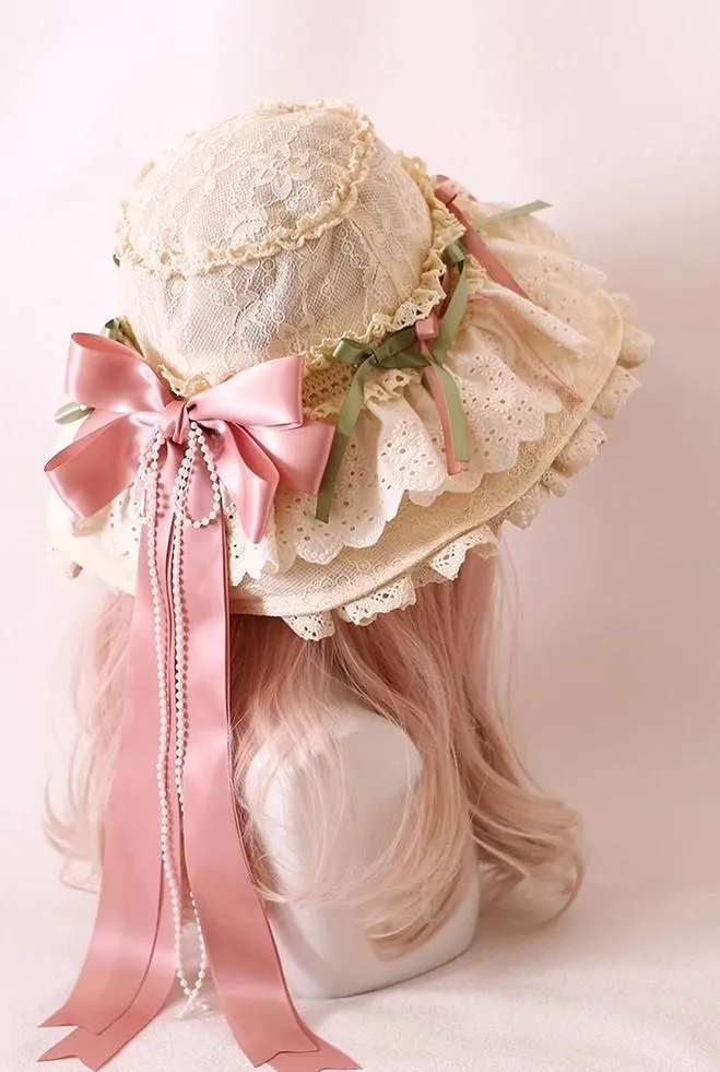 Xiaogui~Elegant Lolita Sunshade Hat Floral Bow Hats