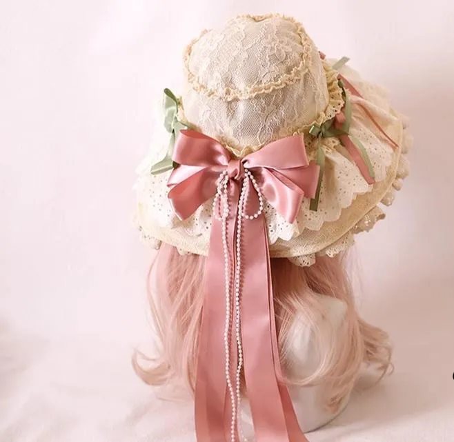 Xiaogui~Elegant Lolita Sunshade Hat Floral Bow Hats