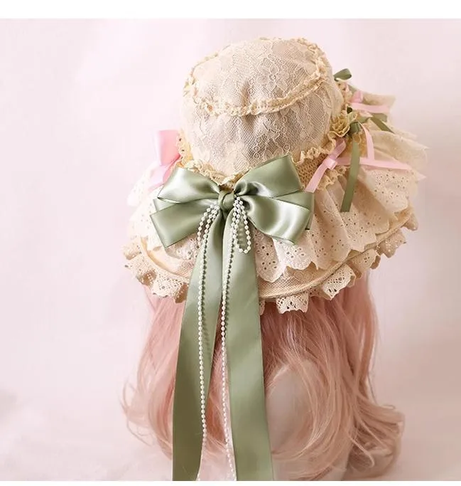 Xiaogui~Elegant Lolita Sunshade Hat Floral Bow Hats