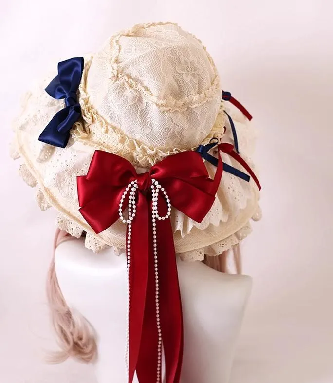 Xiaogui~Elegant Lolita Sunshade Hat Floral Bow Hats
