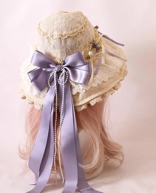 Xiaogui~Elegant Lolita Sunshade Hat Floral Bow Hats